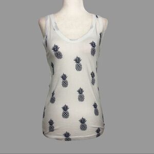 ❤️ XS ❤️ NWT Anthro Tank Top Layers Scoop Neck Pineapple Print Cute​